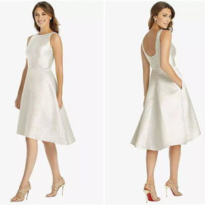 DESSY BRIDESMAID DRESS 3035 SIZE 6‎ HIGH LOW COCKTAIL IVORY GOLD WHITE NEW